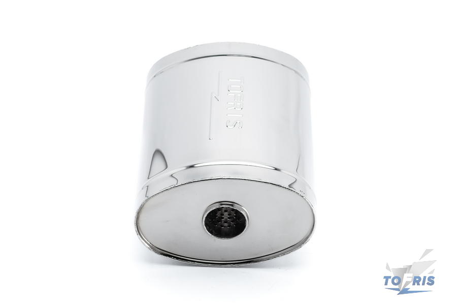 Глушитель универсальный 170*272*450*63, AISI 304 с камерой разрыва, с набивкой, центр. вход /выход  - 2