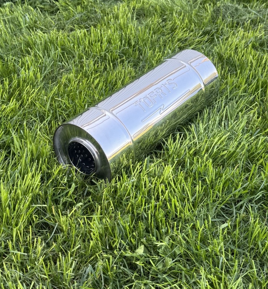 Пламегаситель универсальный Tofris EQ 110*350*63 с р/ж и перегородкой, AISI 304 - 2