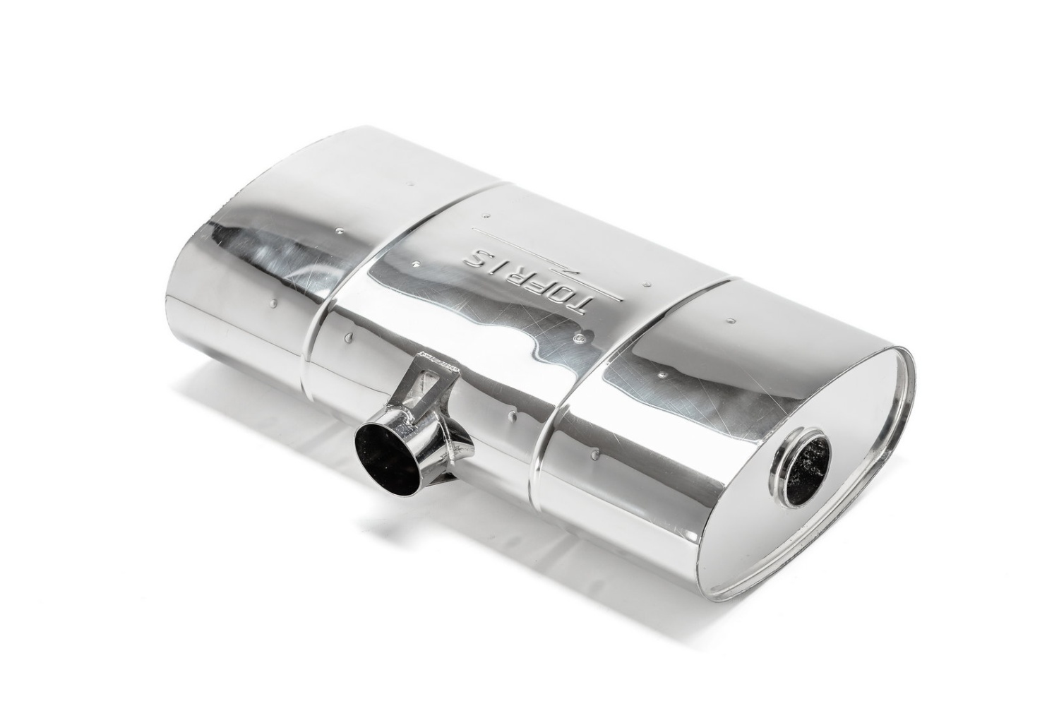 Глушитель универсальный Т-обр. 265х134х500, AISI 304, с камерой разрыва, вход Ø63мм, центр вых Ø54мм - 2